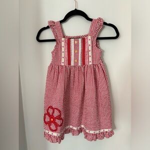 Adorable red and white gingham girls dress! Great condition, adjustable tie